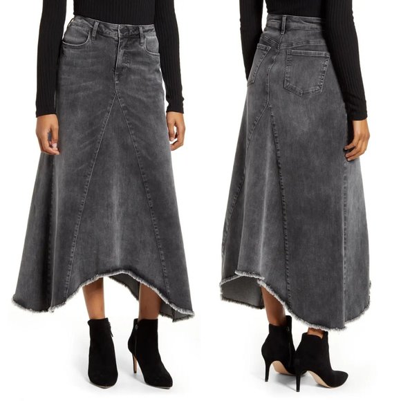 Gray Denim Midi Skirt - Picture 1 of 11